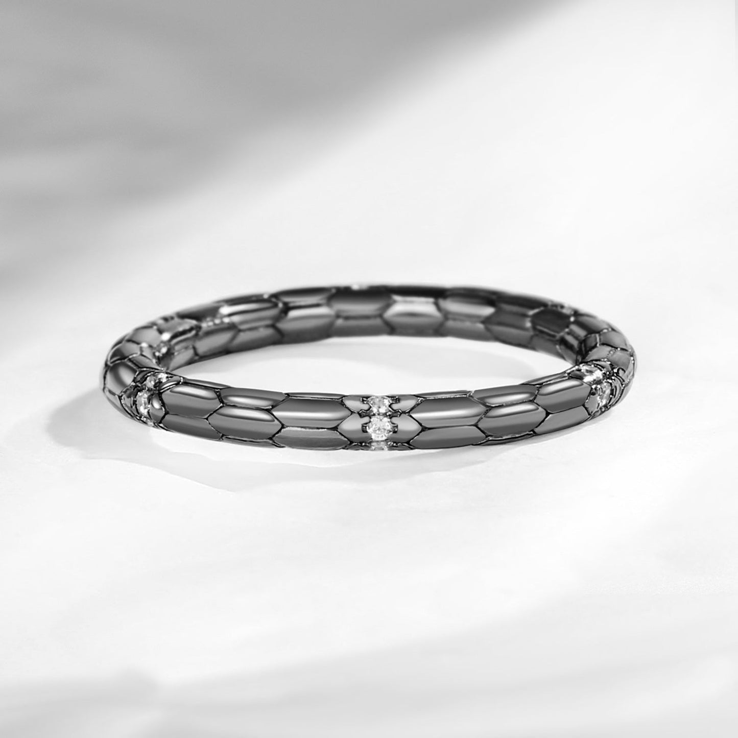 Gothic Serpent Snake Inspired Moissanite Wedding Band Stacking