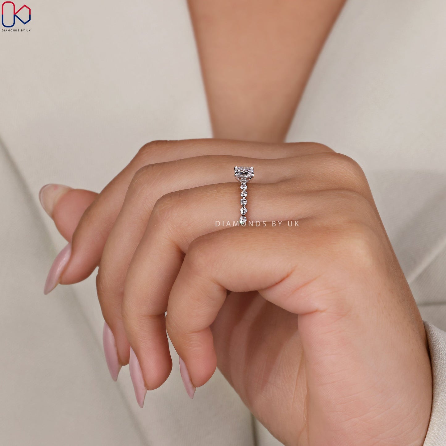 Shared Prong Diamond Eternity Ring In Cushion Diamond