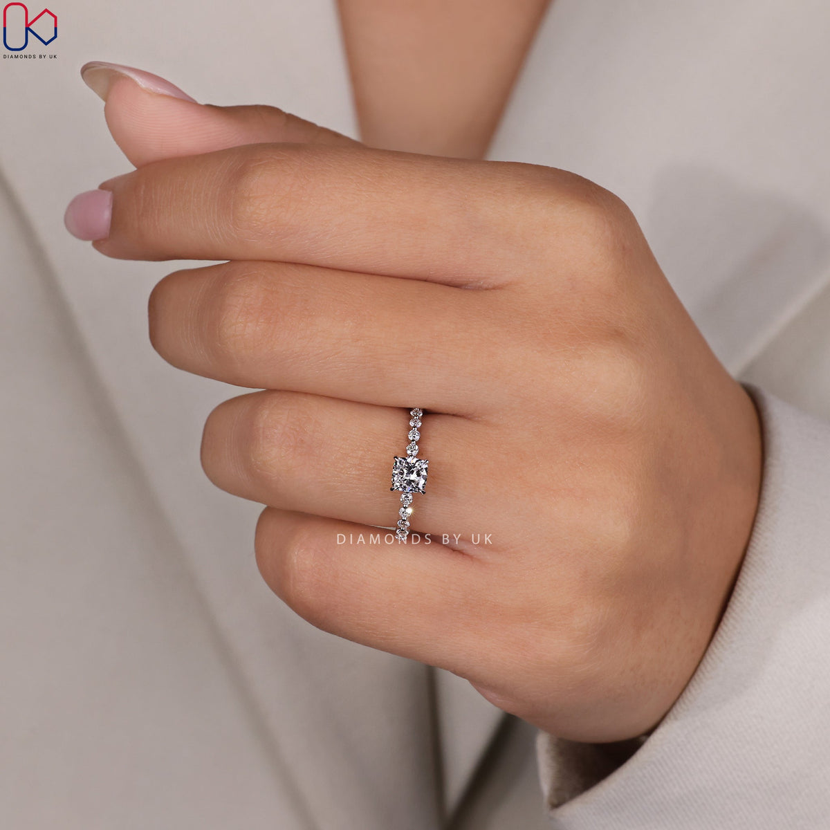 Shared Prong Diamond Eternity Ring In Cushion Diamond