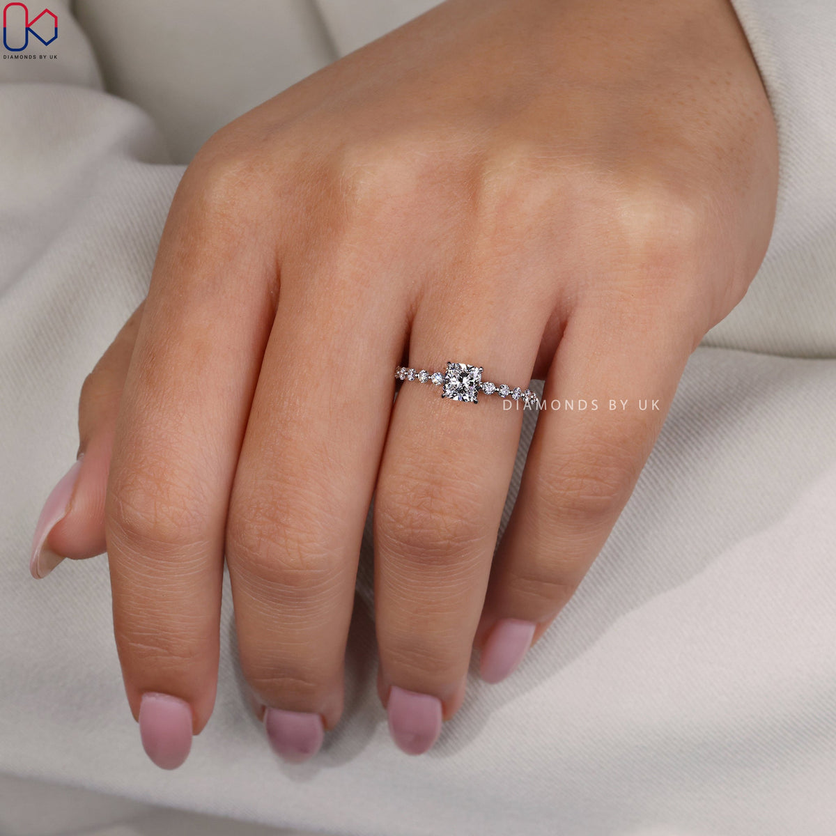 Shared Prong Diamond Eternity Ring In Cushion Diamond