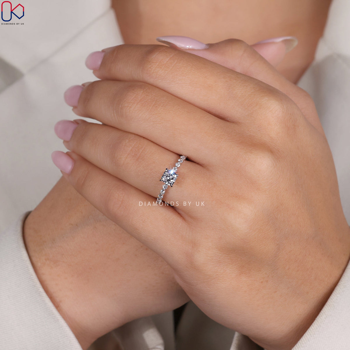 Shared Prong Diamond Eternity Ring In Cushion Diamond
