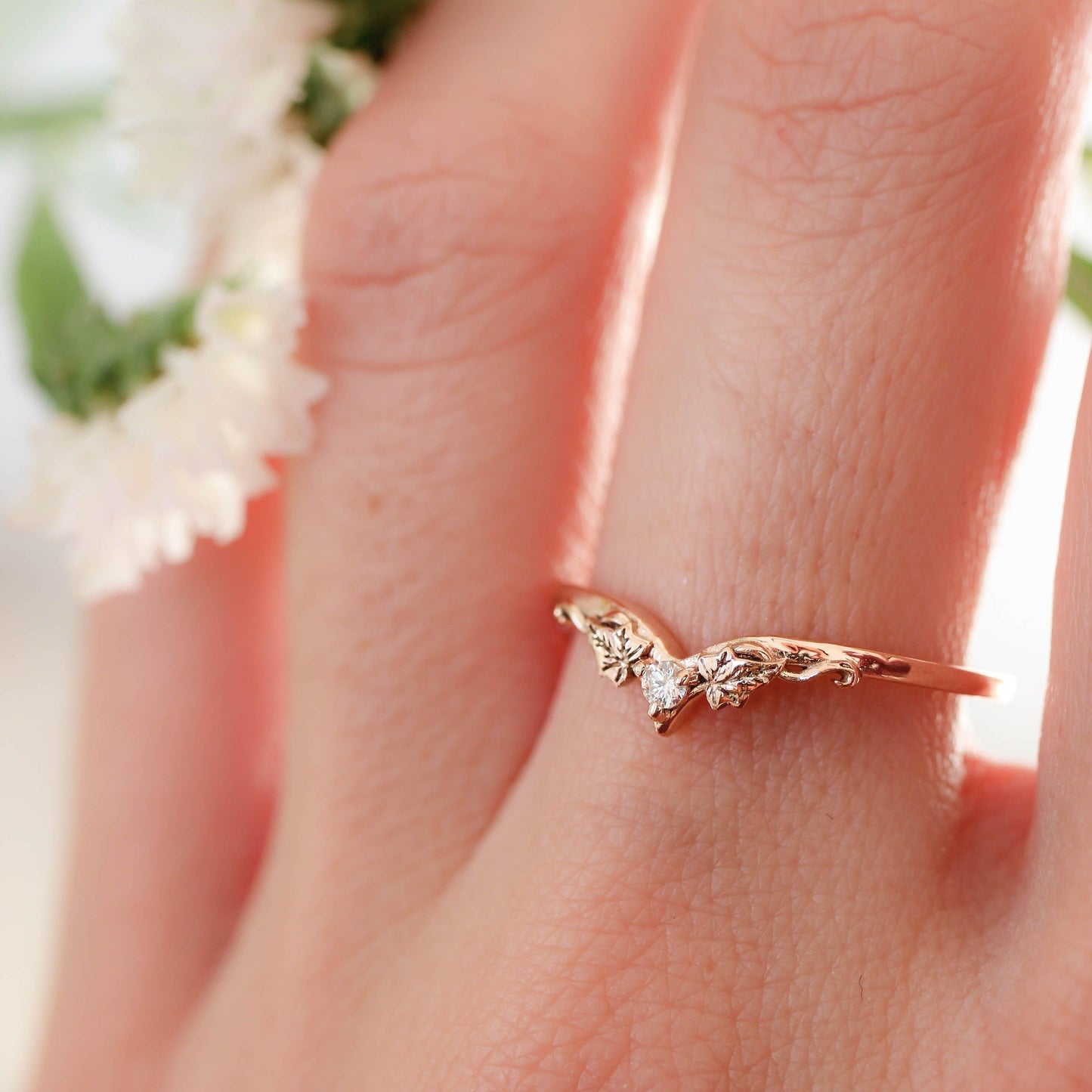 Sylvie’s Wedding Pair | His Ivy Band & Her Diamond Ring