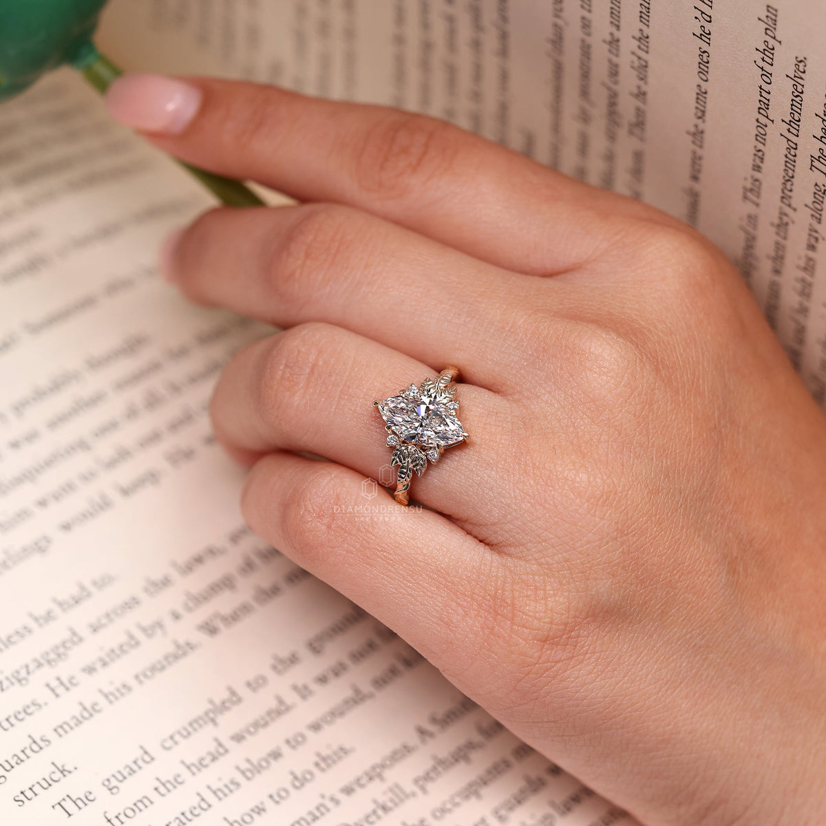 Art Deco Marquise Cut Diamond Ring with Five Stone Style