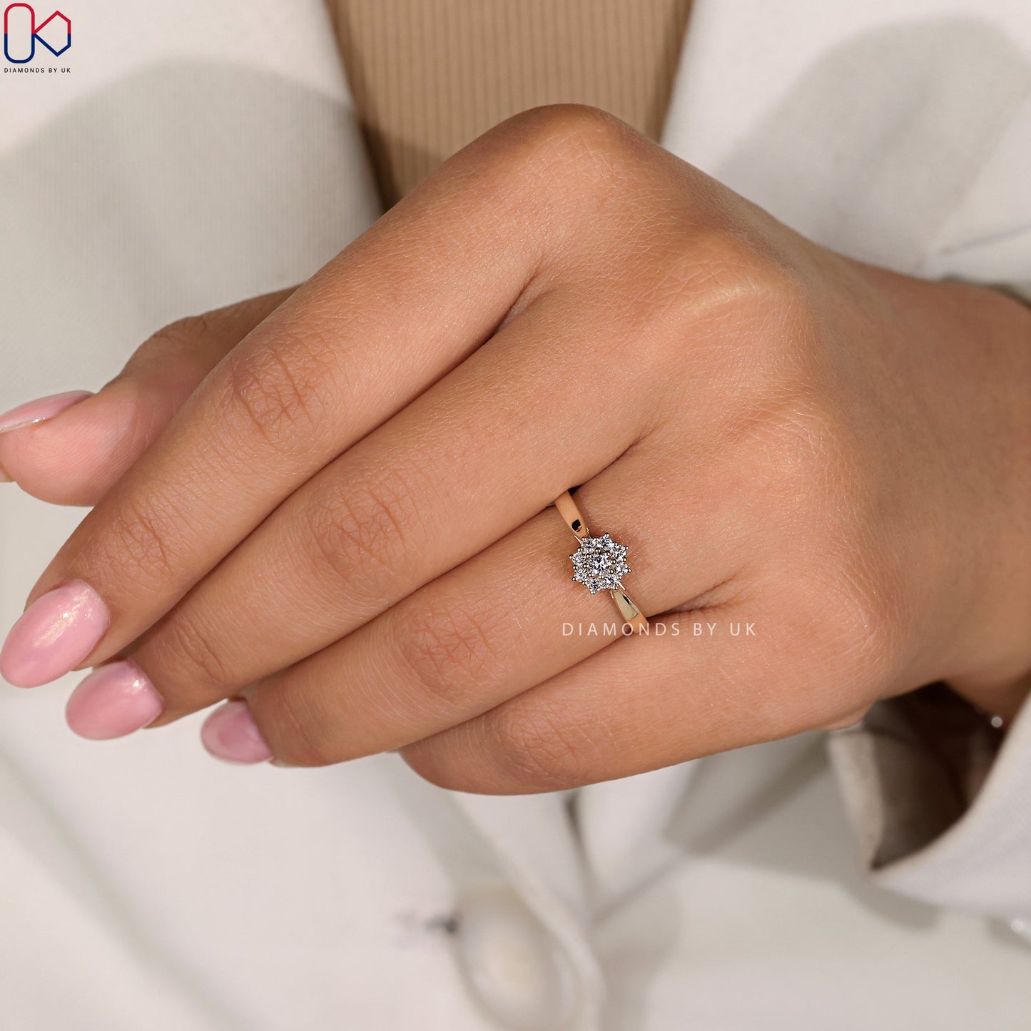 Cluster Diamond Ring In Yellow Gold