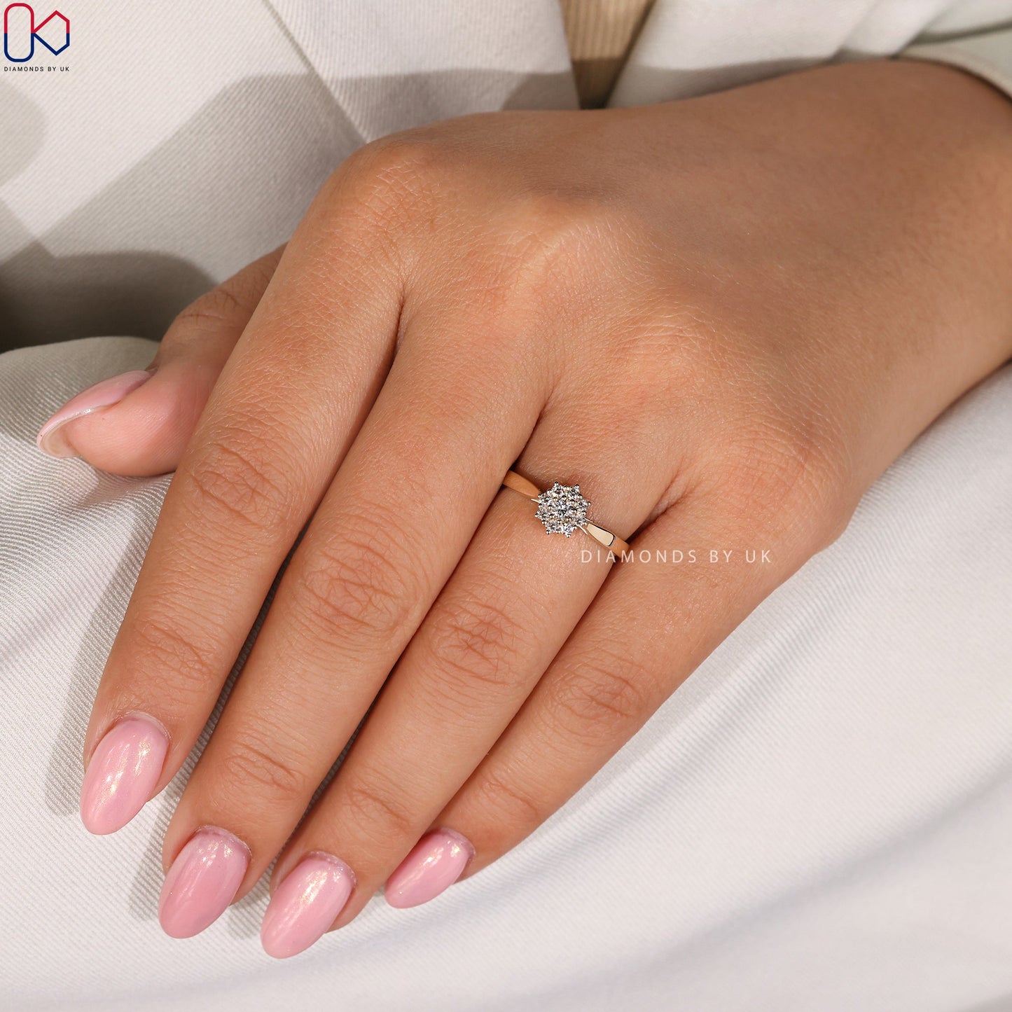 Cluster Diamond Ring In Yellow Gold