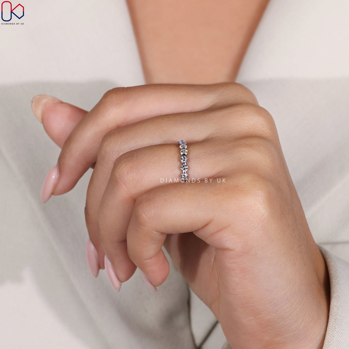 Round Diamond Full Eternity Band In White Gold