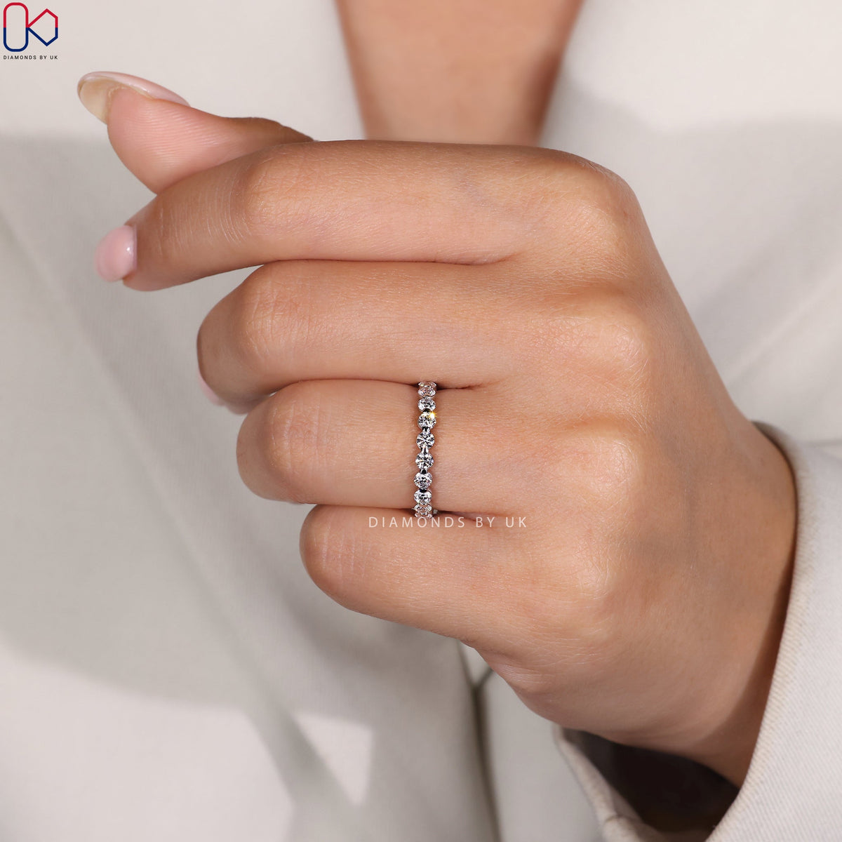Round Diamond Full Eternity Band In White Gold