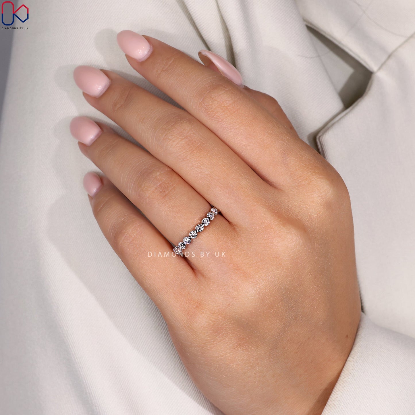 Round Diamond Full Eternity Band In White Gold