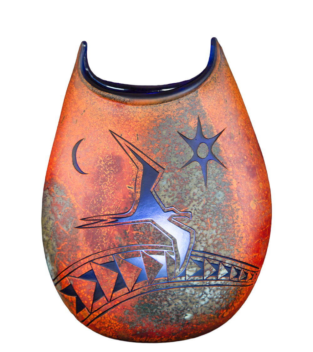 Glass "Blue / Earth I'Iwai Bird Basket - BSK-1" by Daniel Moe