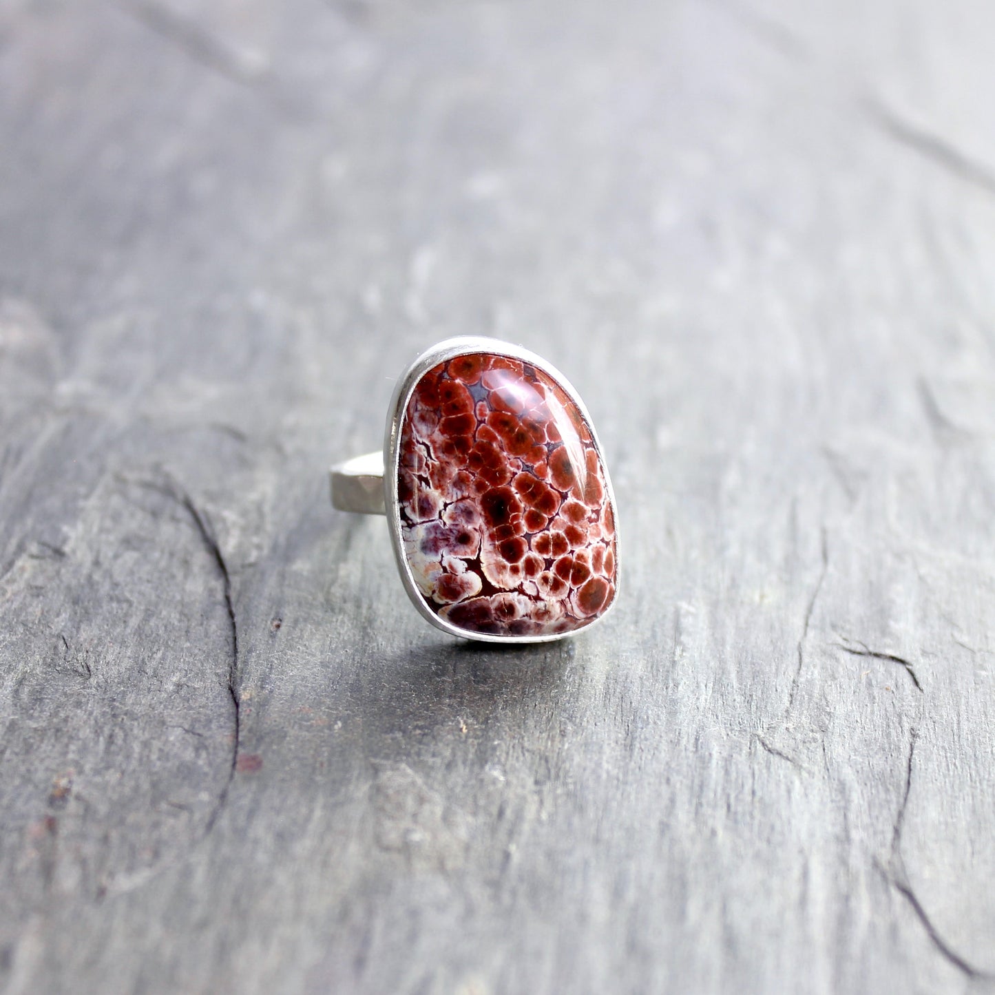 Oregon Orbicular Jasper Statement Ring Size 10.5 | PNW Gemstone | Handmade Sterling Silver