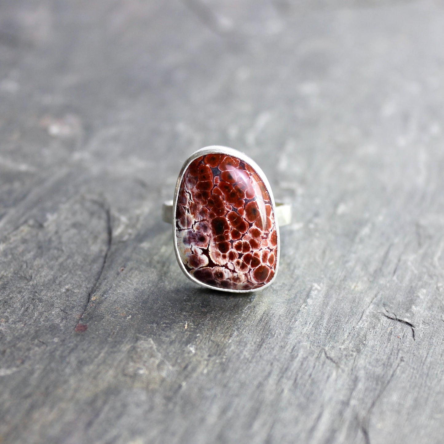 Oregon Orbicular Jasper Statement Ring Size 10.5 | PNW Gemstone | Handmade Sterling Silver