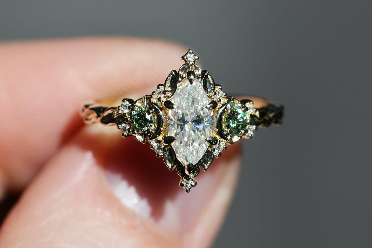 Customize your own Briar Moon Three stone with 9x4.5mm marquise center