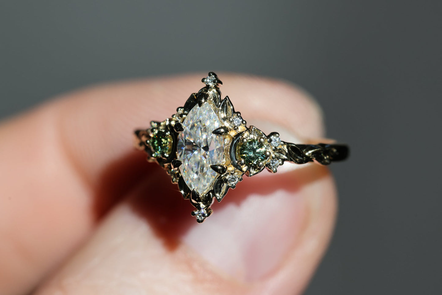 Customize your own Briar Moon Three stone with 9x4.5mm marquise center