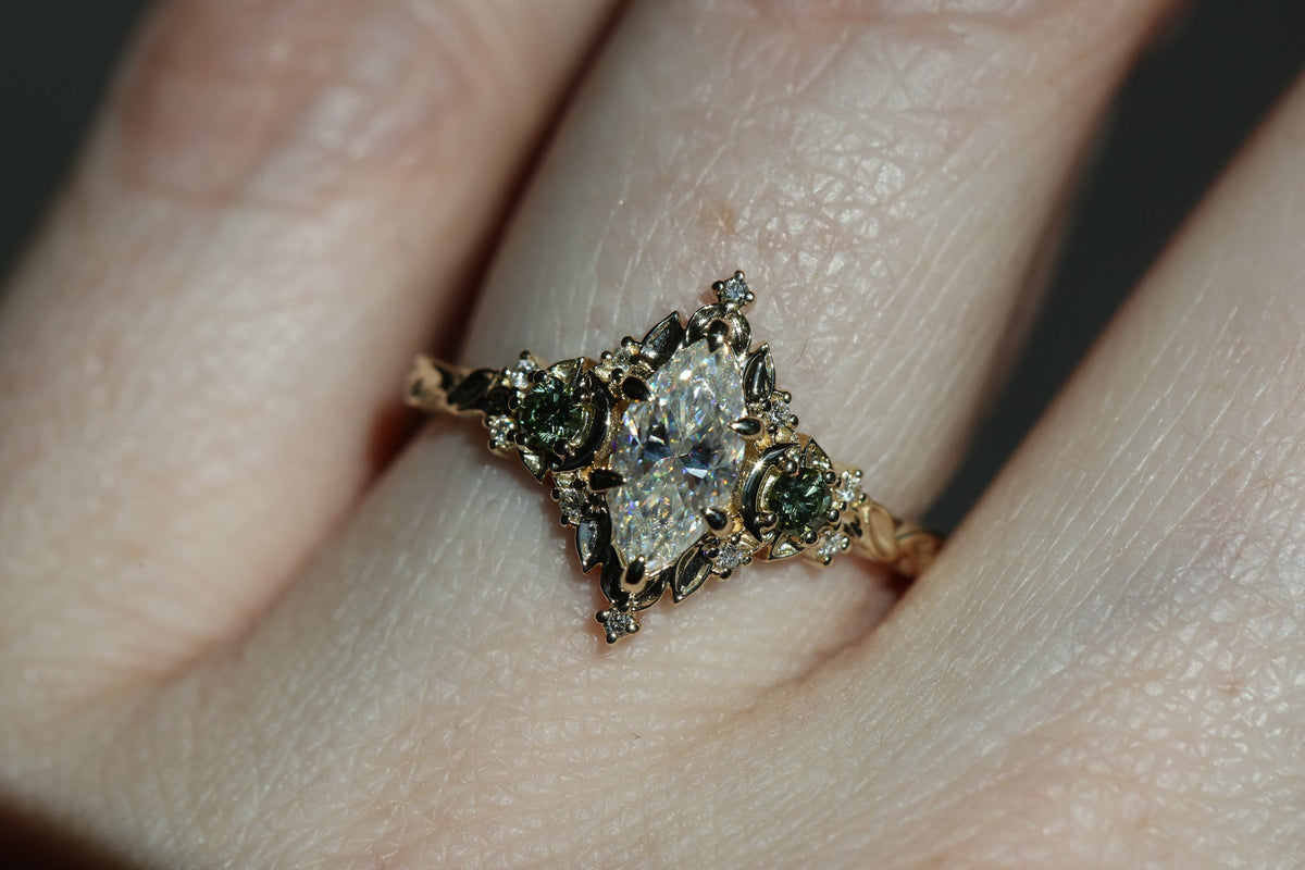 Customize your own Briar Moon Three stone with 9x4.5mm marquise center