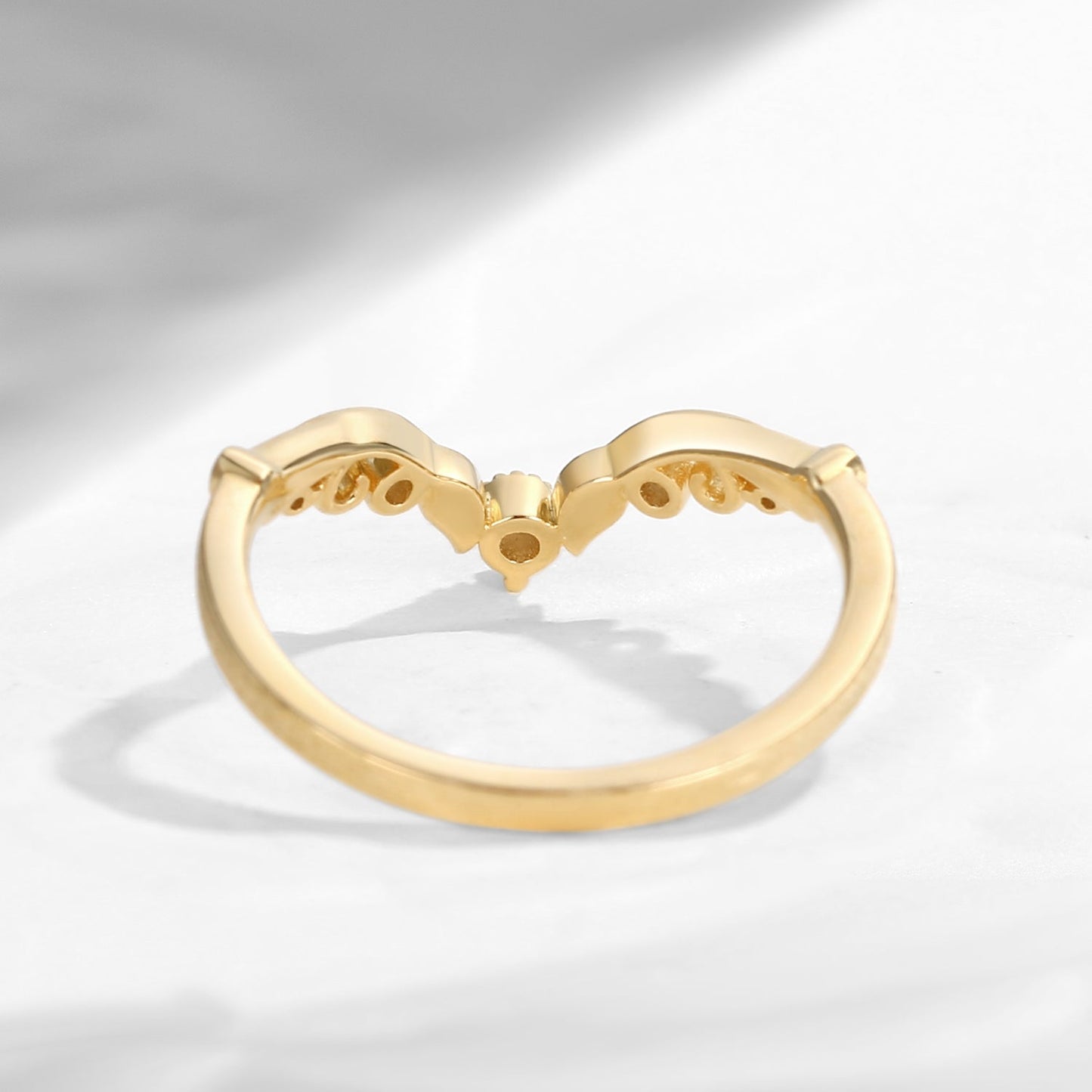 Nature Inspired Curved Leafy Wedding Band Stack