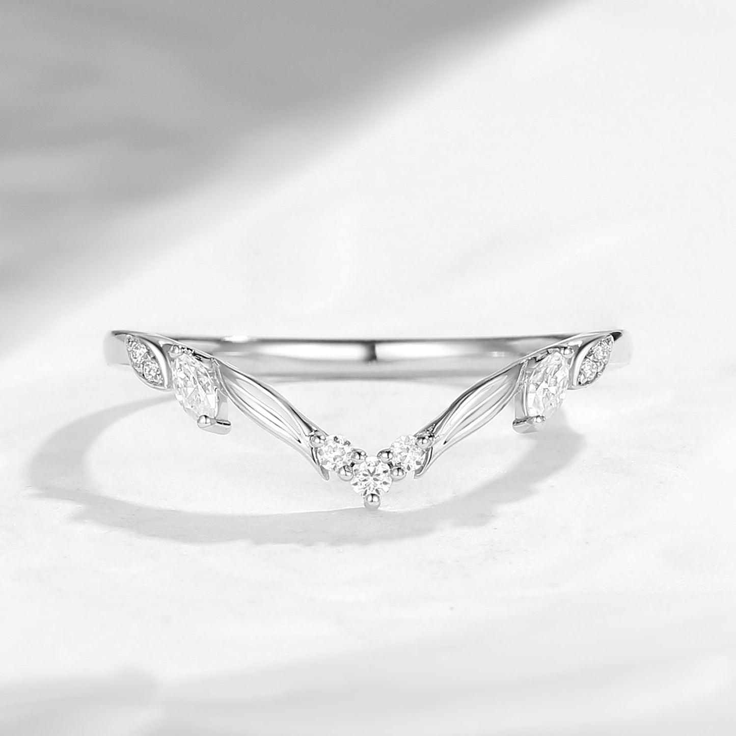 Nature Inspired Curved Wedding Band Stack