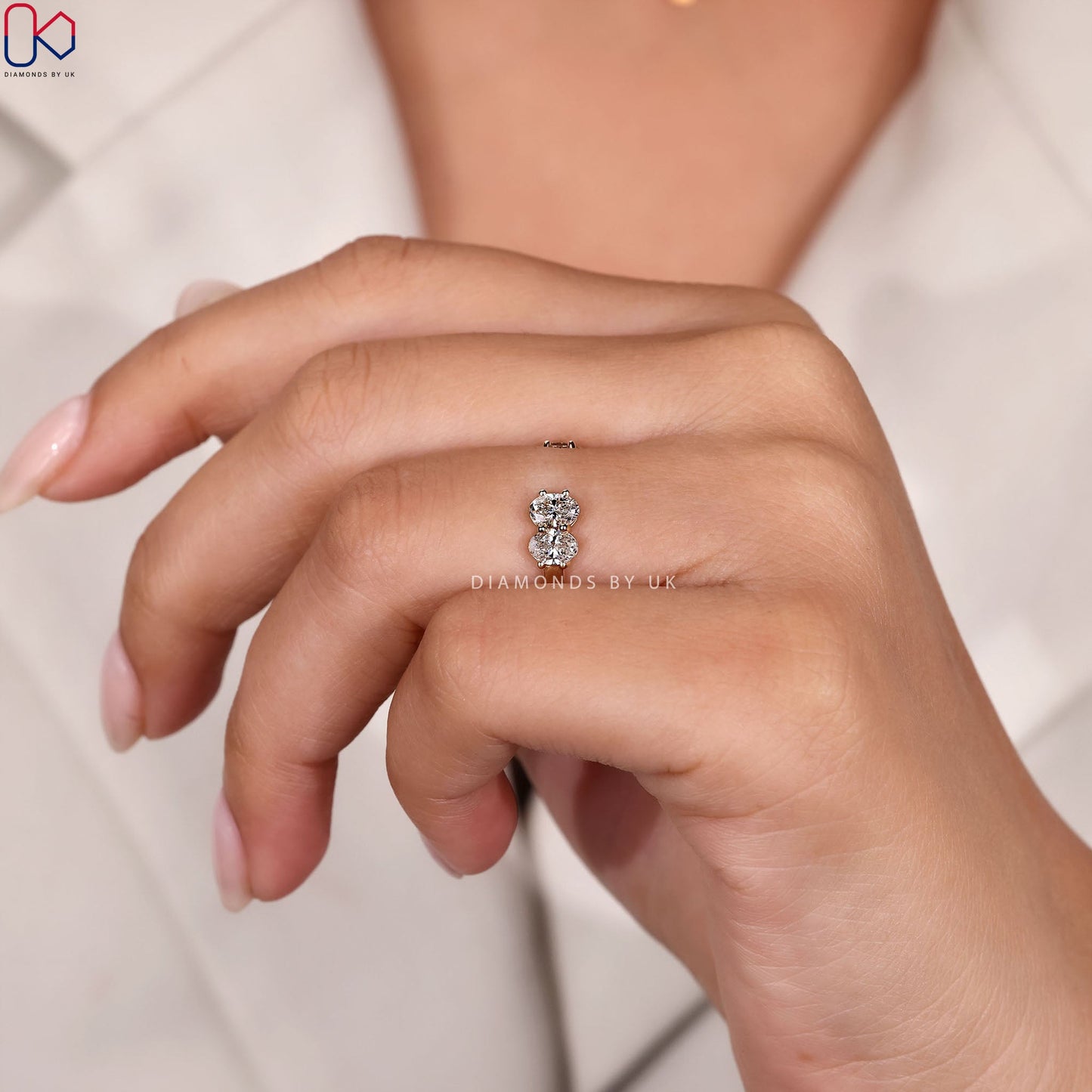 Open Gap Oval Diamond Wedding Band