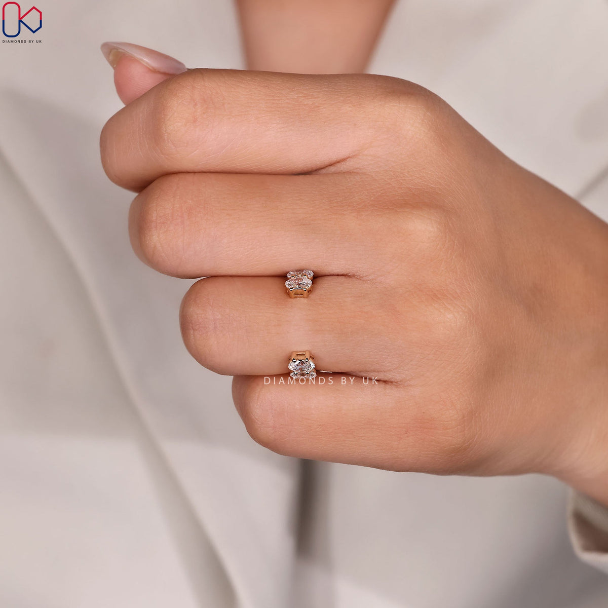 Open Gap Oval Diamond Wedding Band