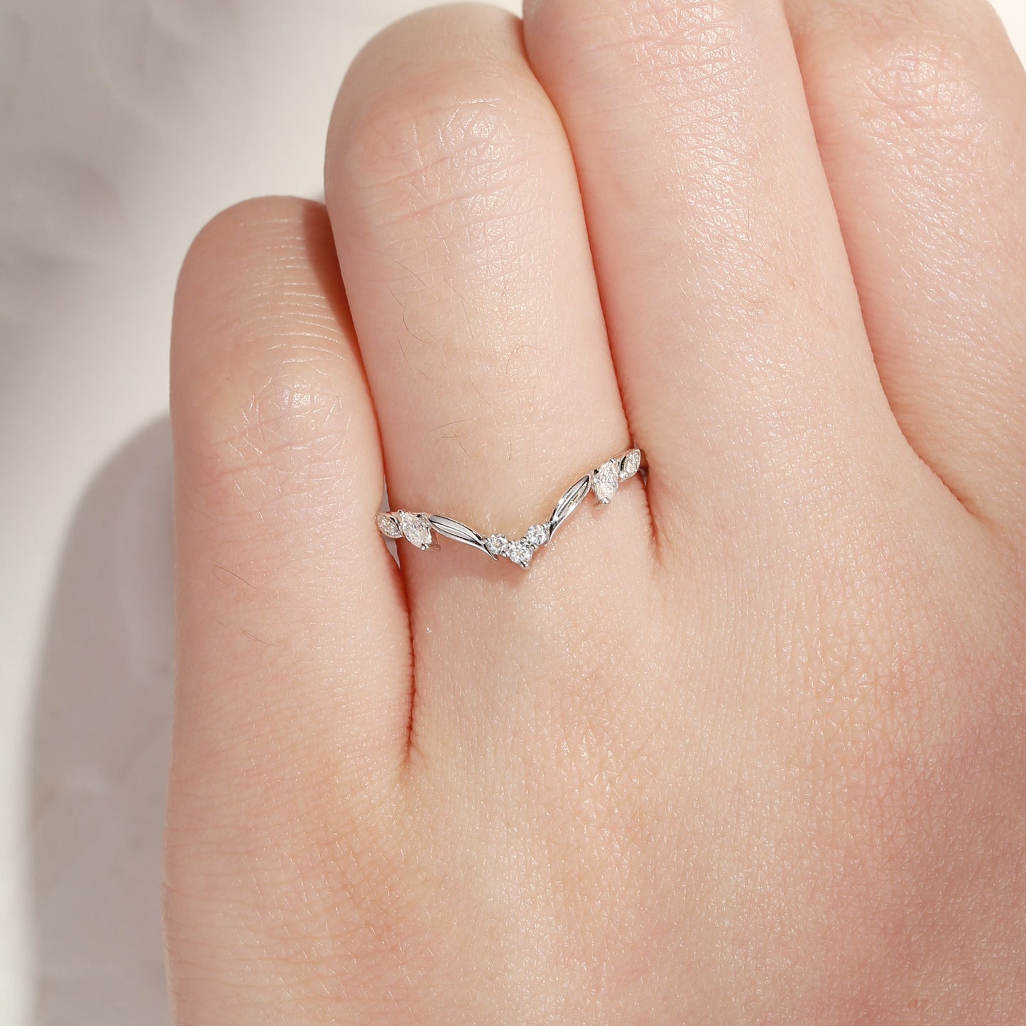 Nature Inspired Curved Wedding Band Stack