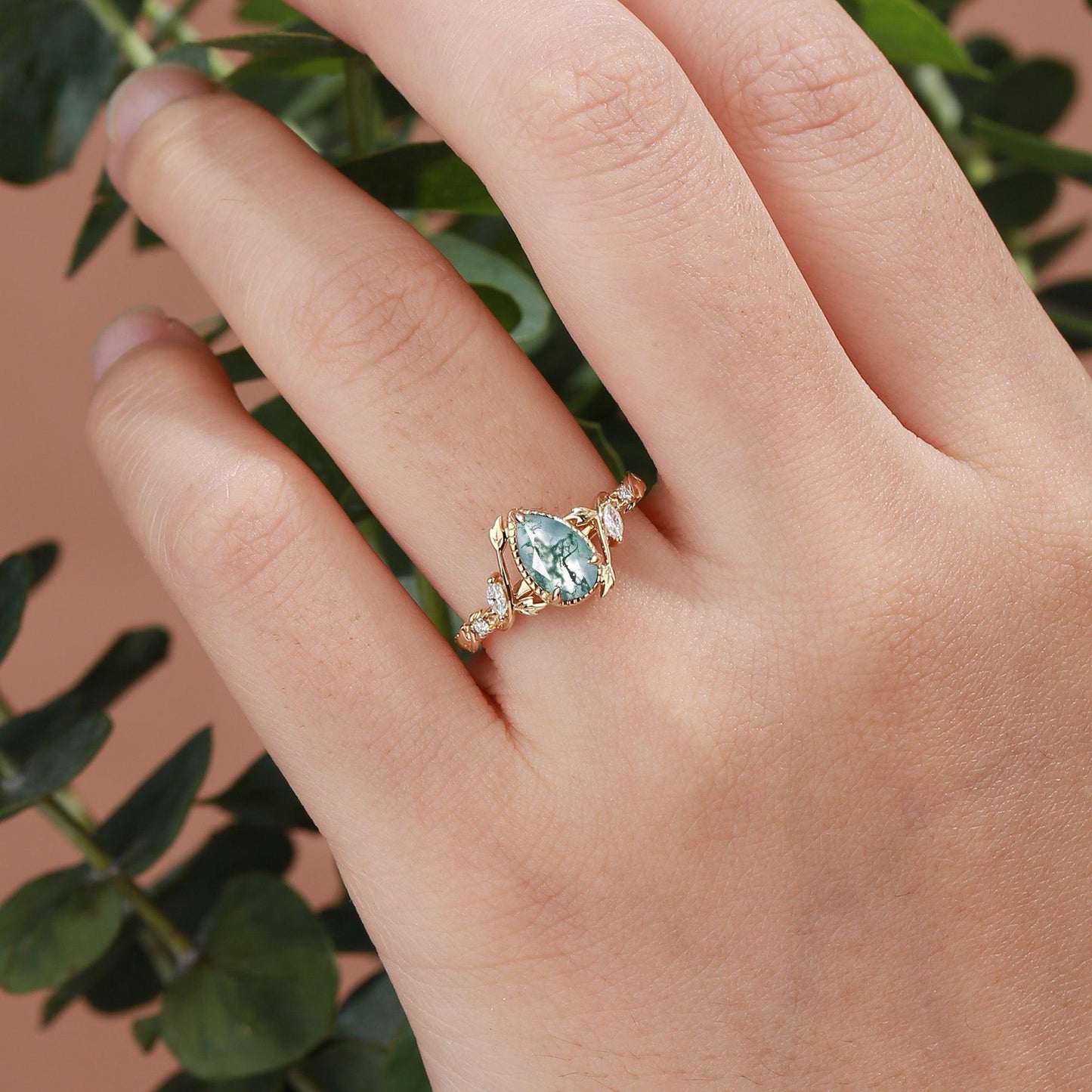 Hazel’s Thicket | Moss Agate Engagement Ring