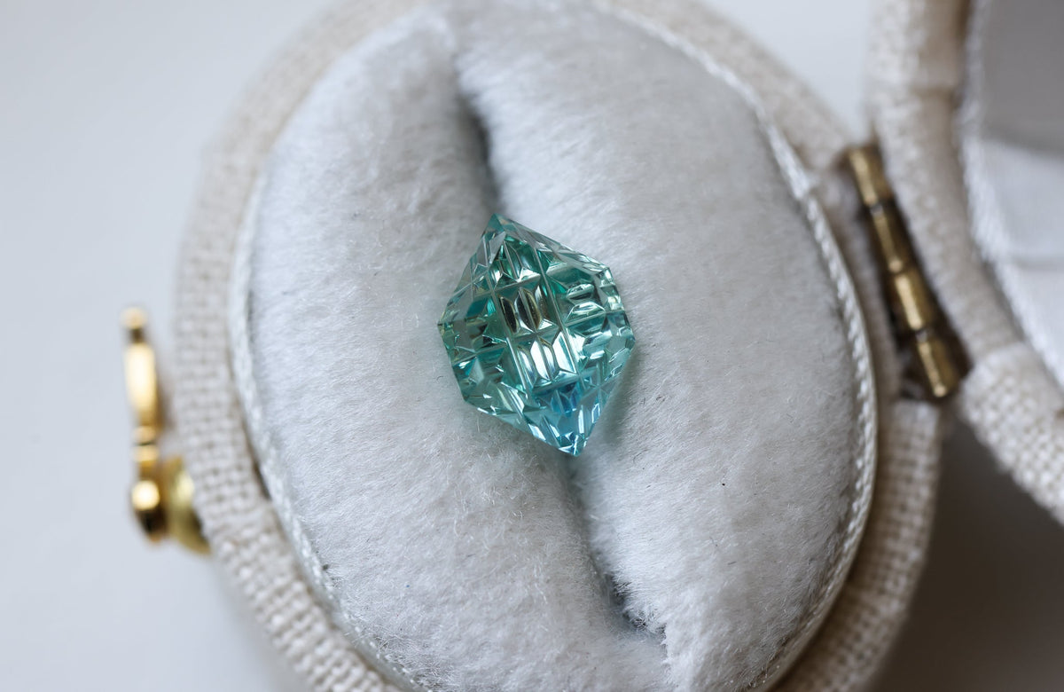 1.97ct hexagon lab sapphire, Luminara cut by Fellowship Forge