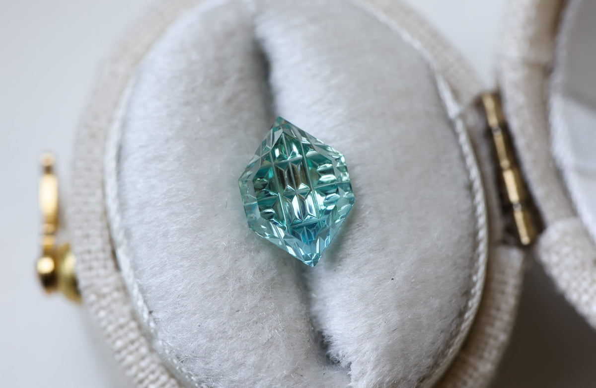 1.97ct hexagon lab sapphire, Luminara cut by Fellowship Forge