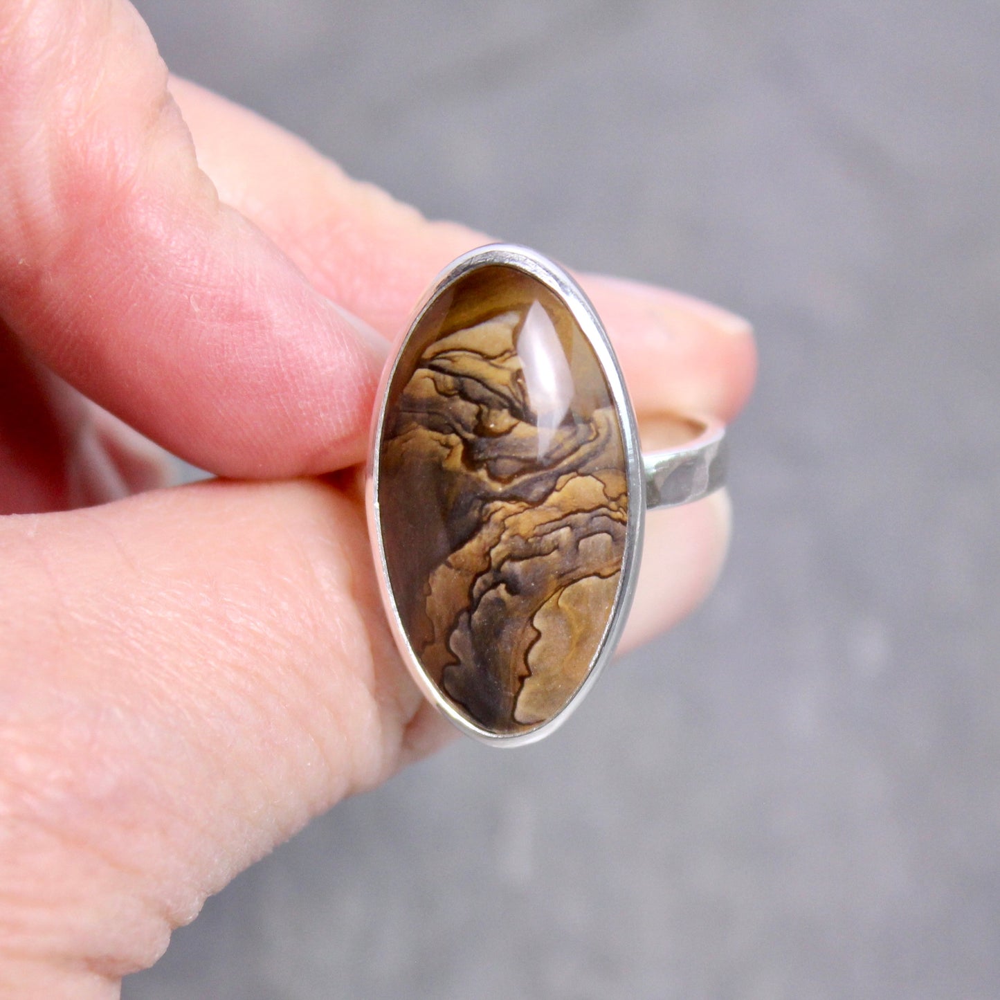 Oregon Biggs Picture Jasper Statement Ring Size 11.75 | PNW Gemstone | Handmade Sterling Silver