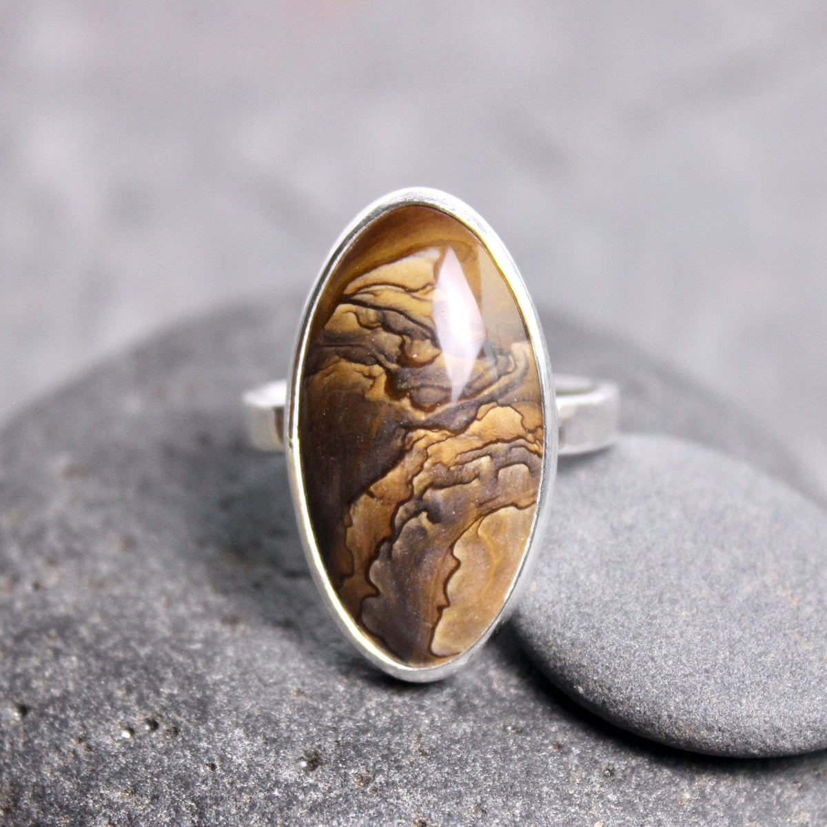 Oregon Biggs Picture Jasper Statement Ring Size 11.75 | PNW Gemstone | Handmade Sterling Silver