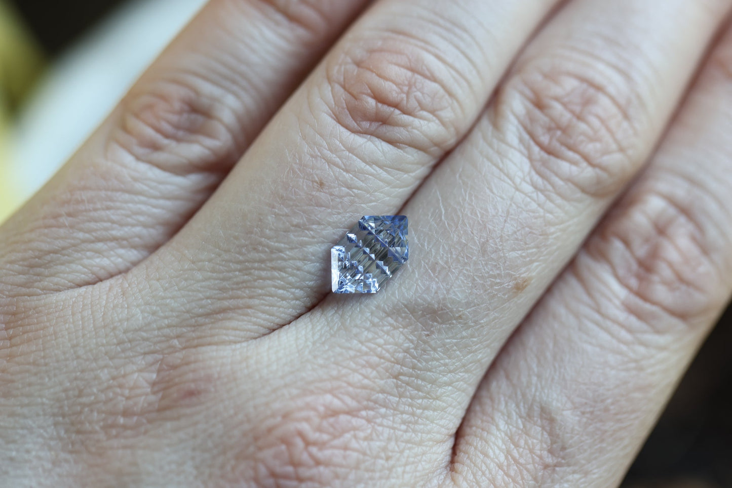 2.43ct hexagon lab sapphire, Luminara cut by Fellowship Forge