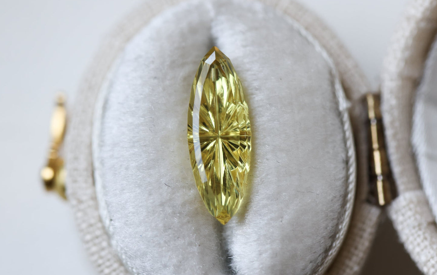 2.87ct marquise yellow sapphire, Fantasy cut by Fellowship Forge