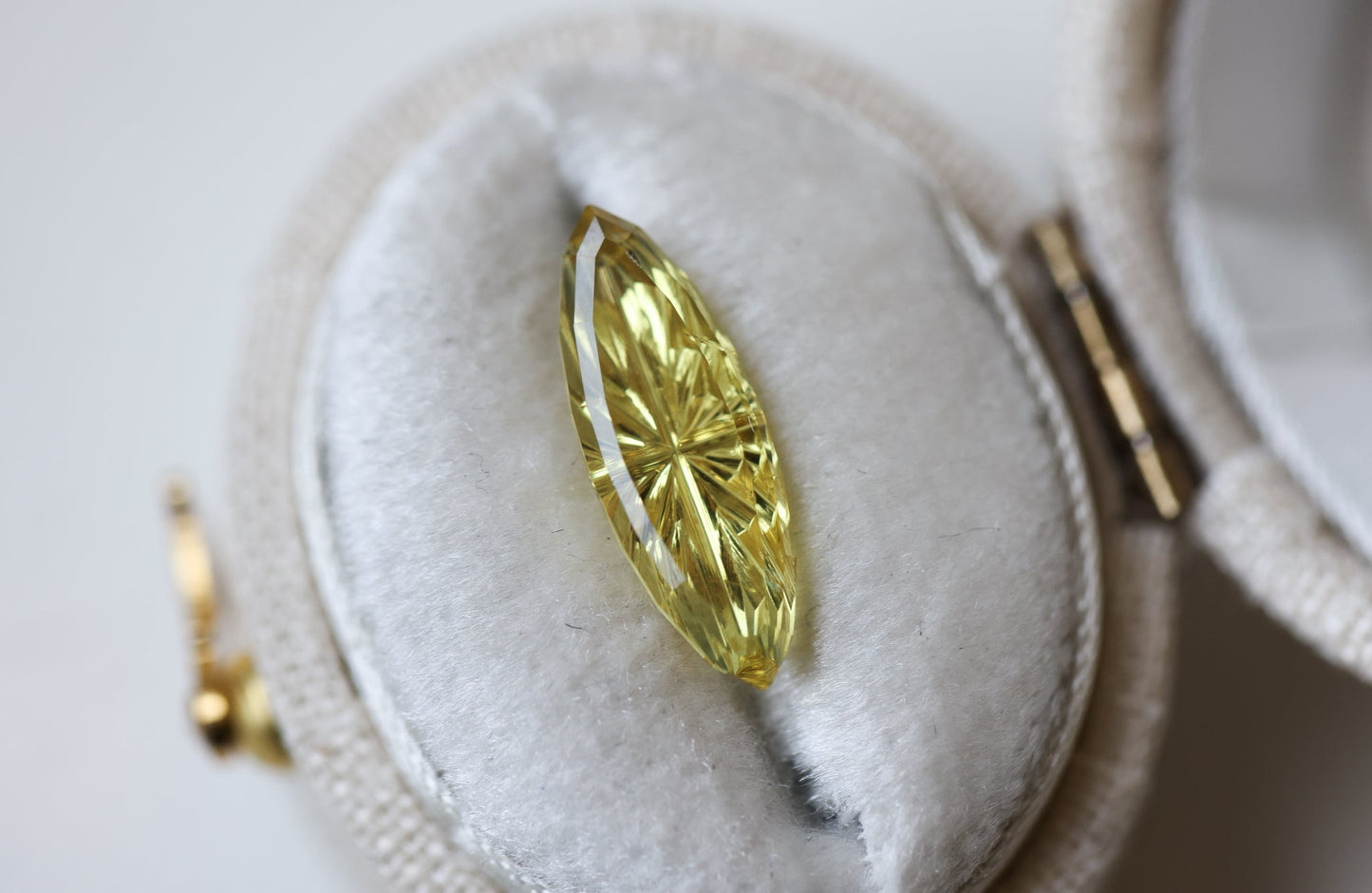 2.87ct marquise yellow sapphire, Fantasy cut by Fellowship Forge