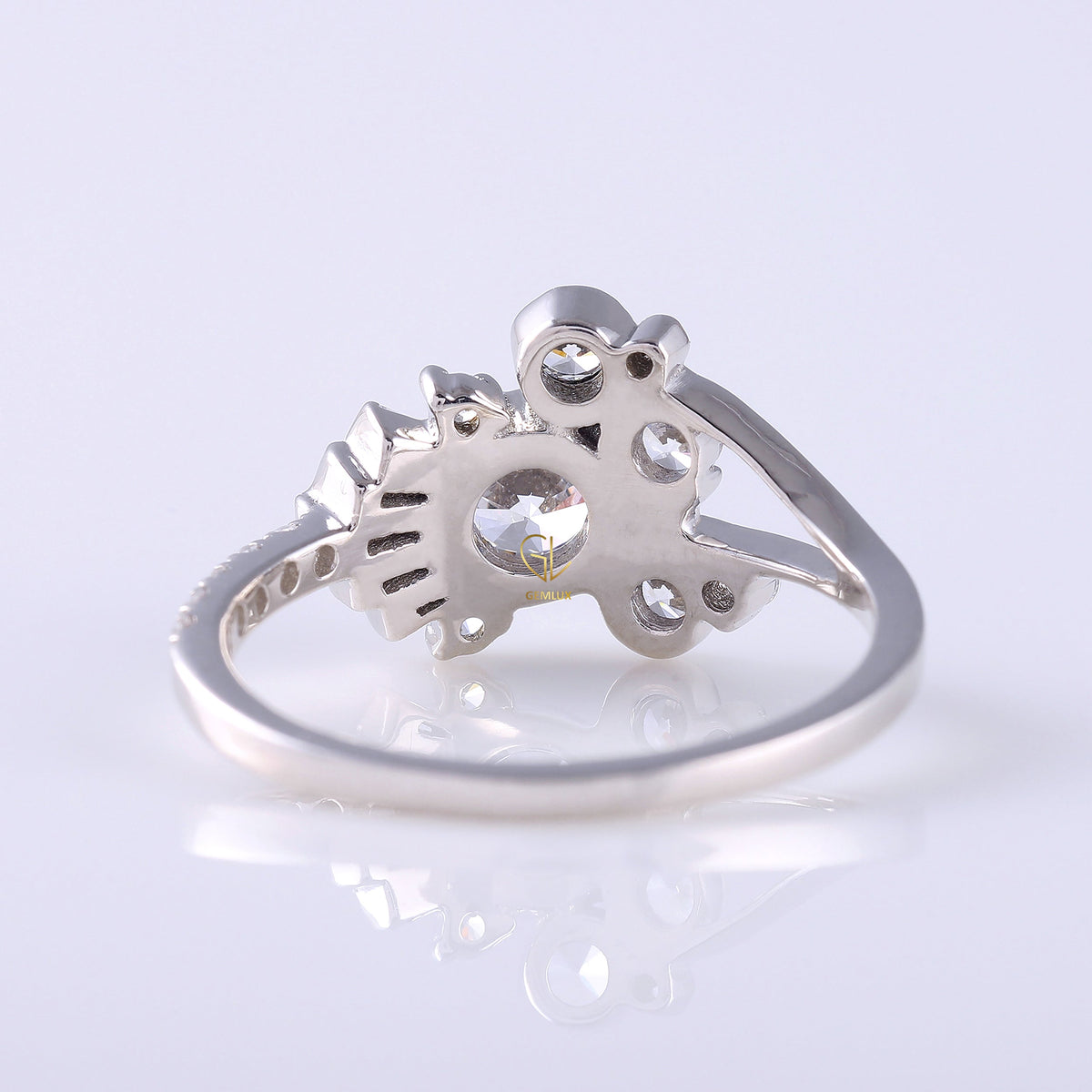 Round Moissanite Bezel Set Cluster Ring