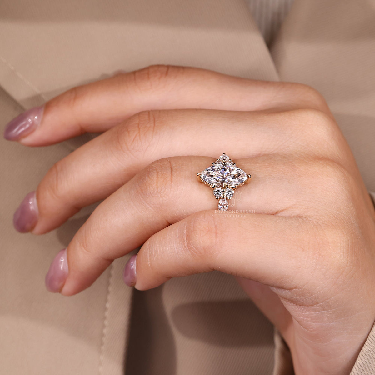 Marquise Cut Diamond Engagement Ring in Muse Setting
