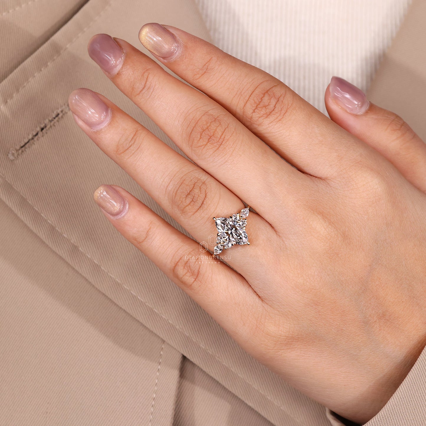 Marquise Cut Diamond Engagement Ring in Muse Setting