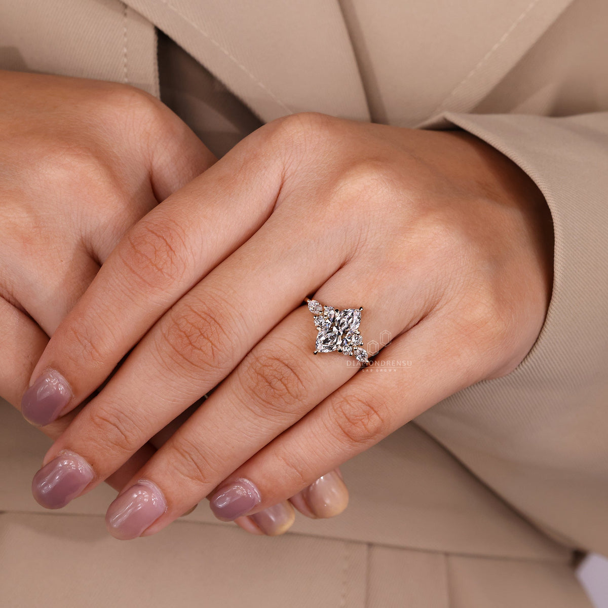 Marquise Cut Diamond Engagement Ring in Muse Setting