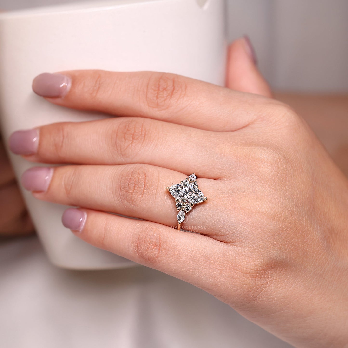 Marquise Cut Diamond Engagement Ring in Muse Setting