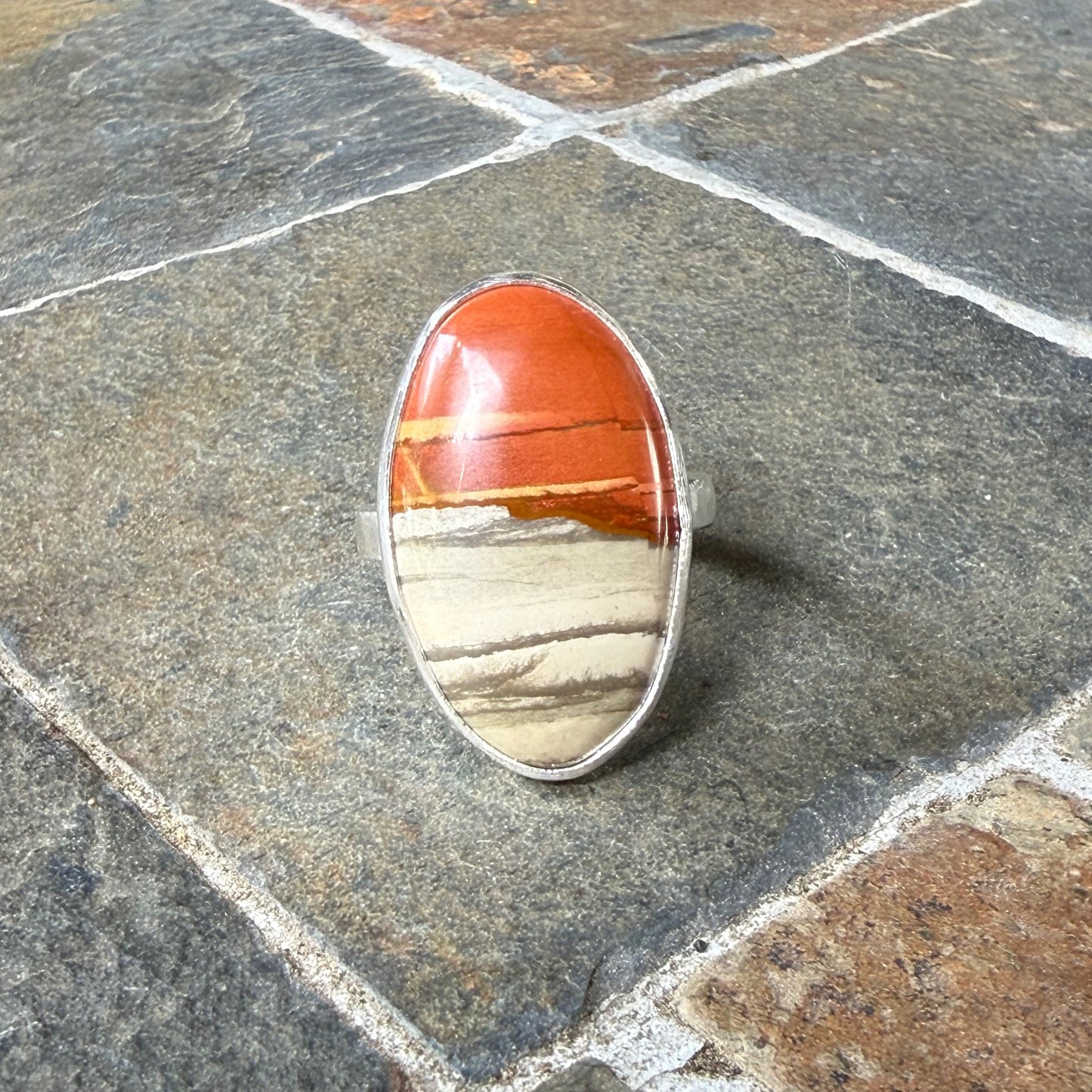 Oregon Landscape Jasper Statement Ring • Sterling Silver • PNW Gemstone Jewelry