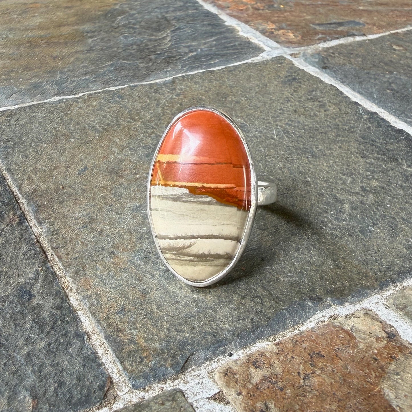 Oregon Landscape Jasper Statement Ring • Sterling Silver • PNW Gemstone Jewelry