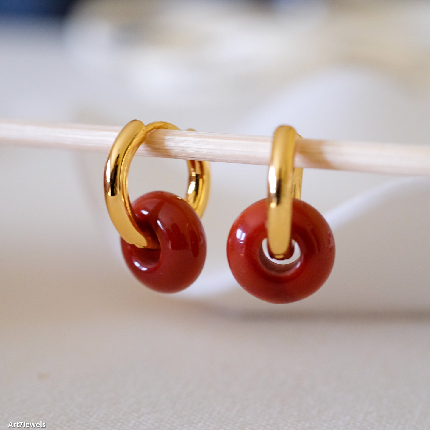 Carnelian Hoop Earrings
