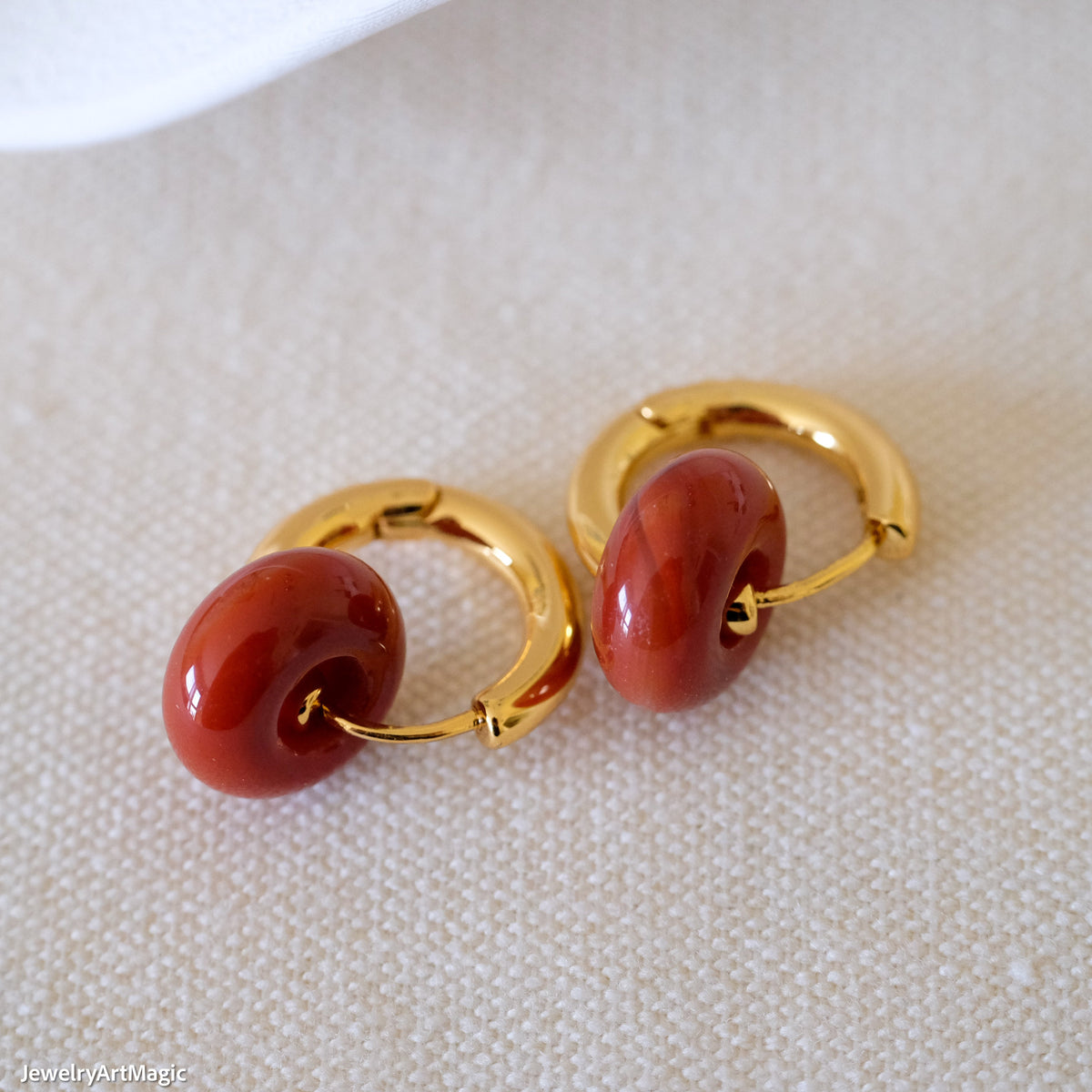 Carnelian Hoop Earrings