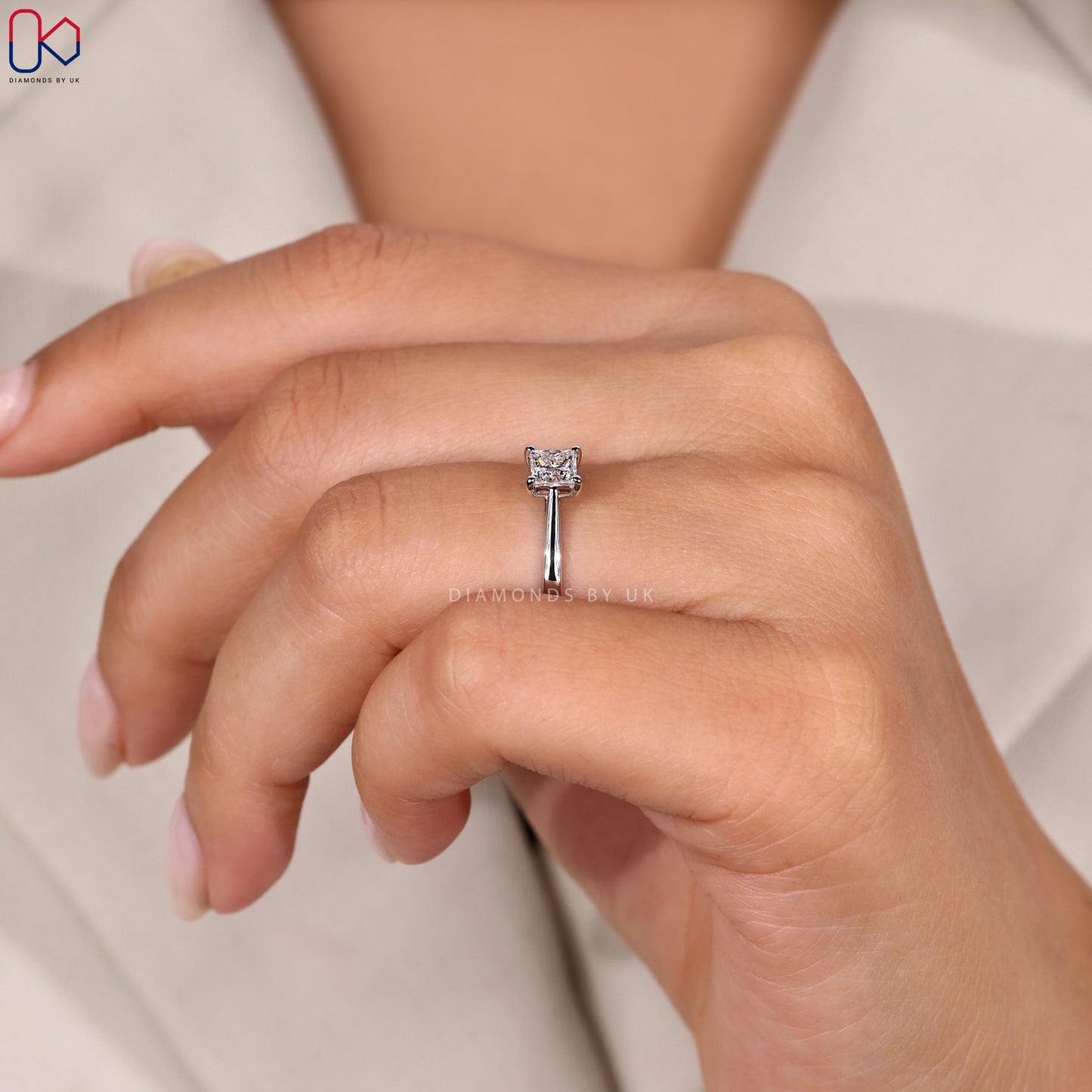 Princess Cut Engagement Ring in Solitaire Style