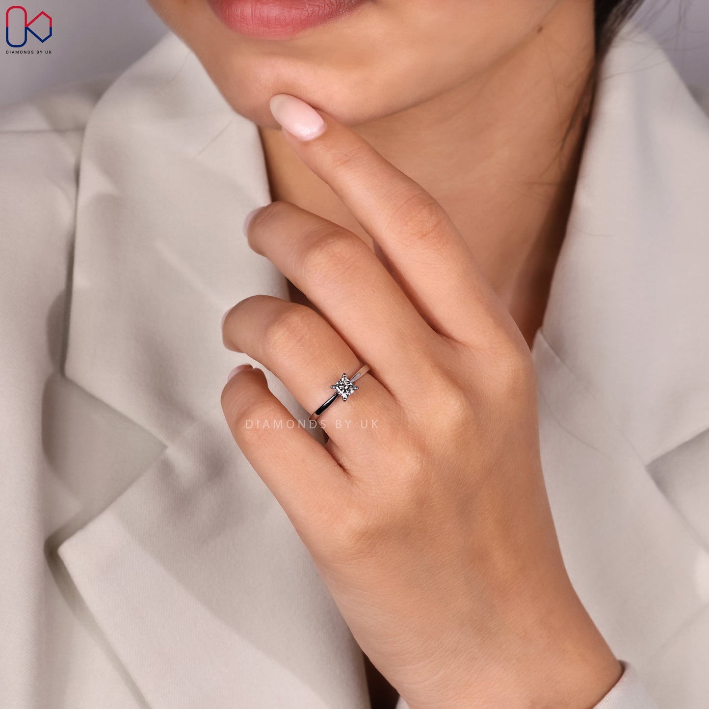Princess Cut Engagement Ring in Solitaire Style