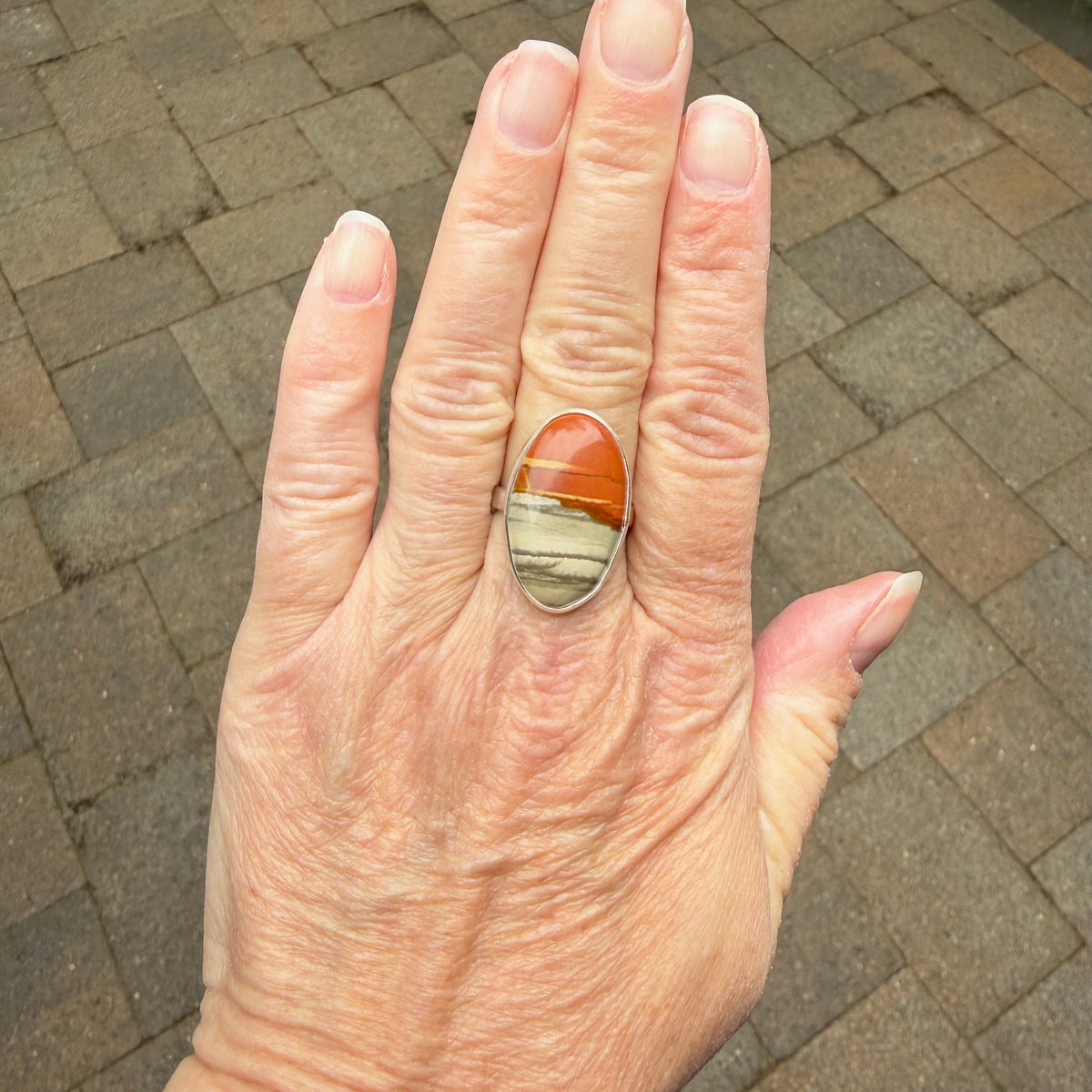 Oregon Landscape Jasper Statement Ring • Sterling Silver • PNW Gemstone Jewelry