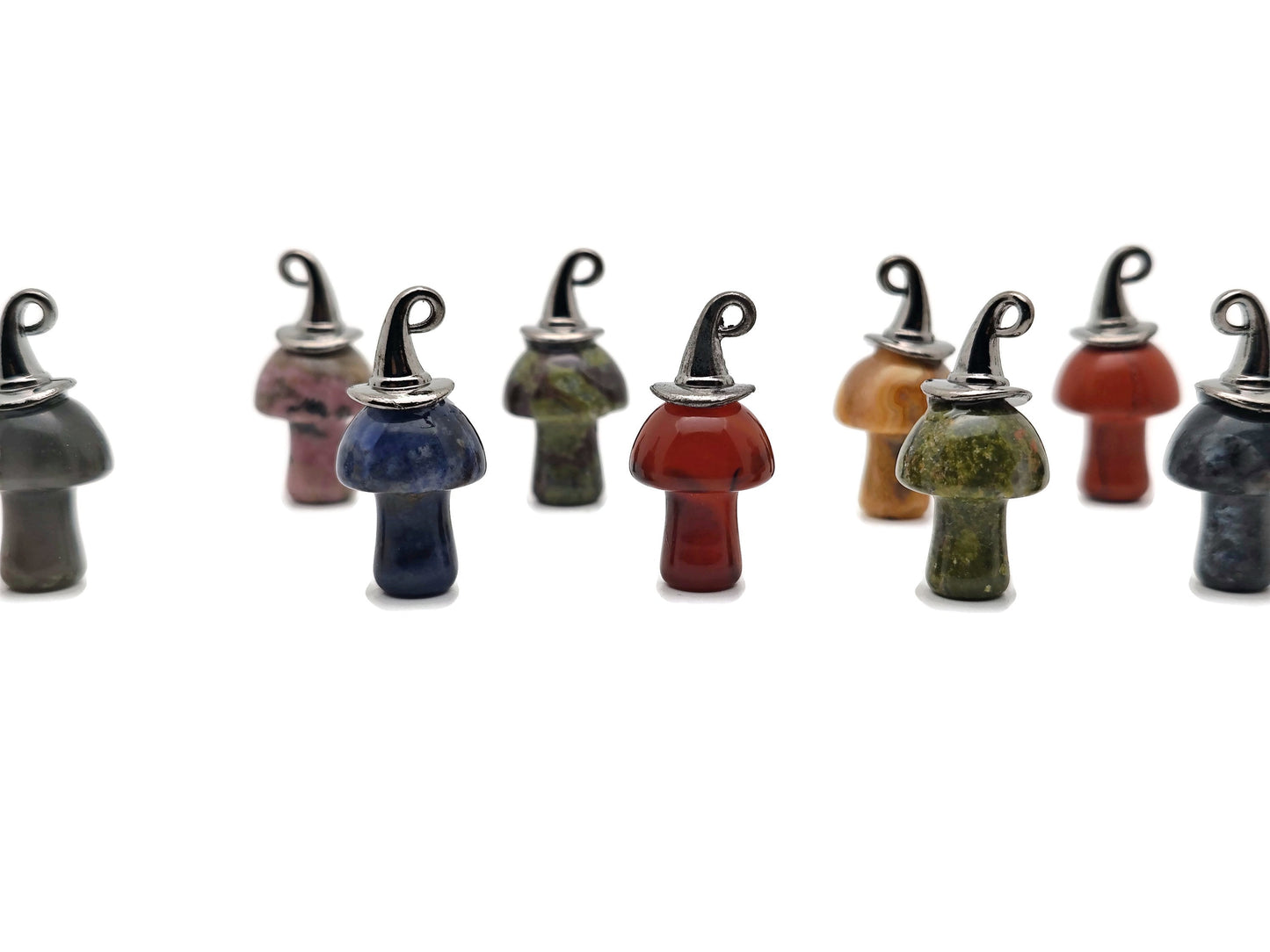 Halloween Hat Gemstone Mushroom - Gemstone Pendant - 25mm - MIX