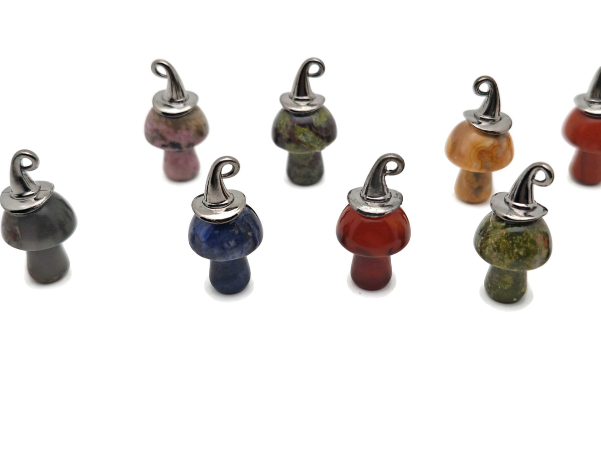 Halloween Hat Gemstone Mushroom - Gemstone Pendant - 25mm - MIX