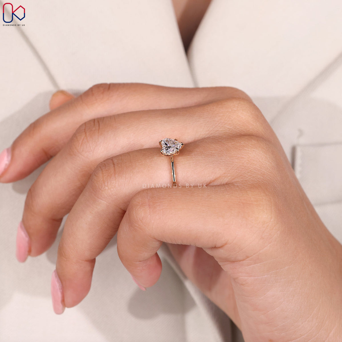 Heart Diamond Engagement Ring in Solitaire Style
