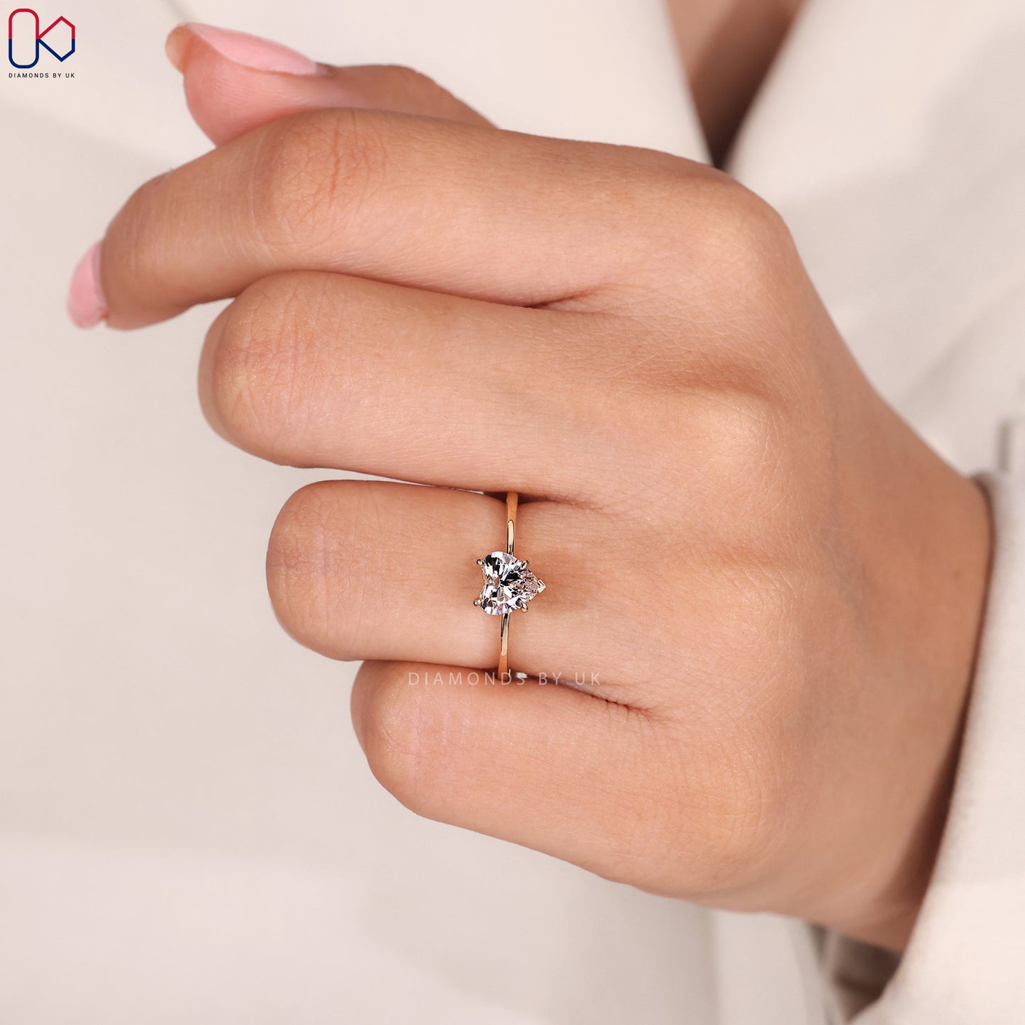 Heart Diamond Engagement Ring in Solitaire Style