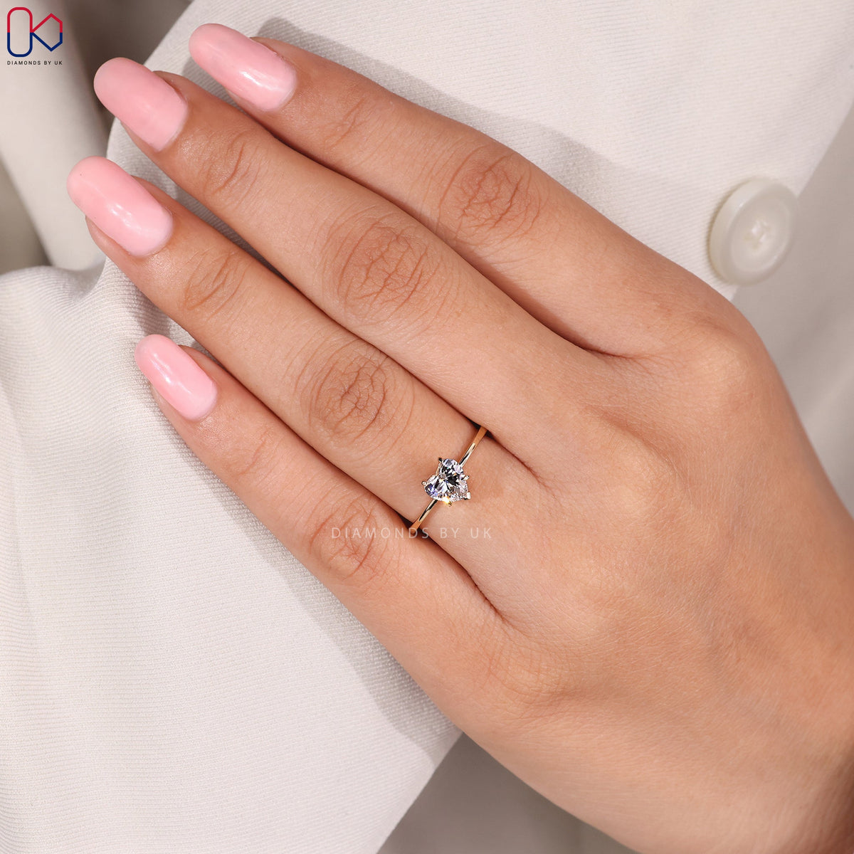 Heart Diamond Engagement Ring in Solitaire Style