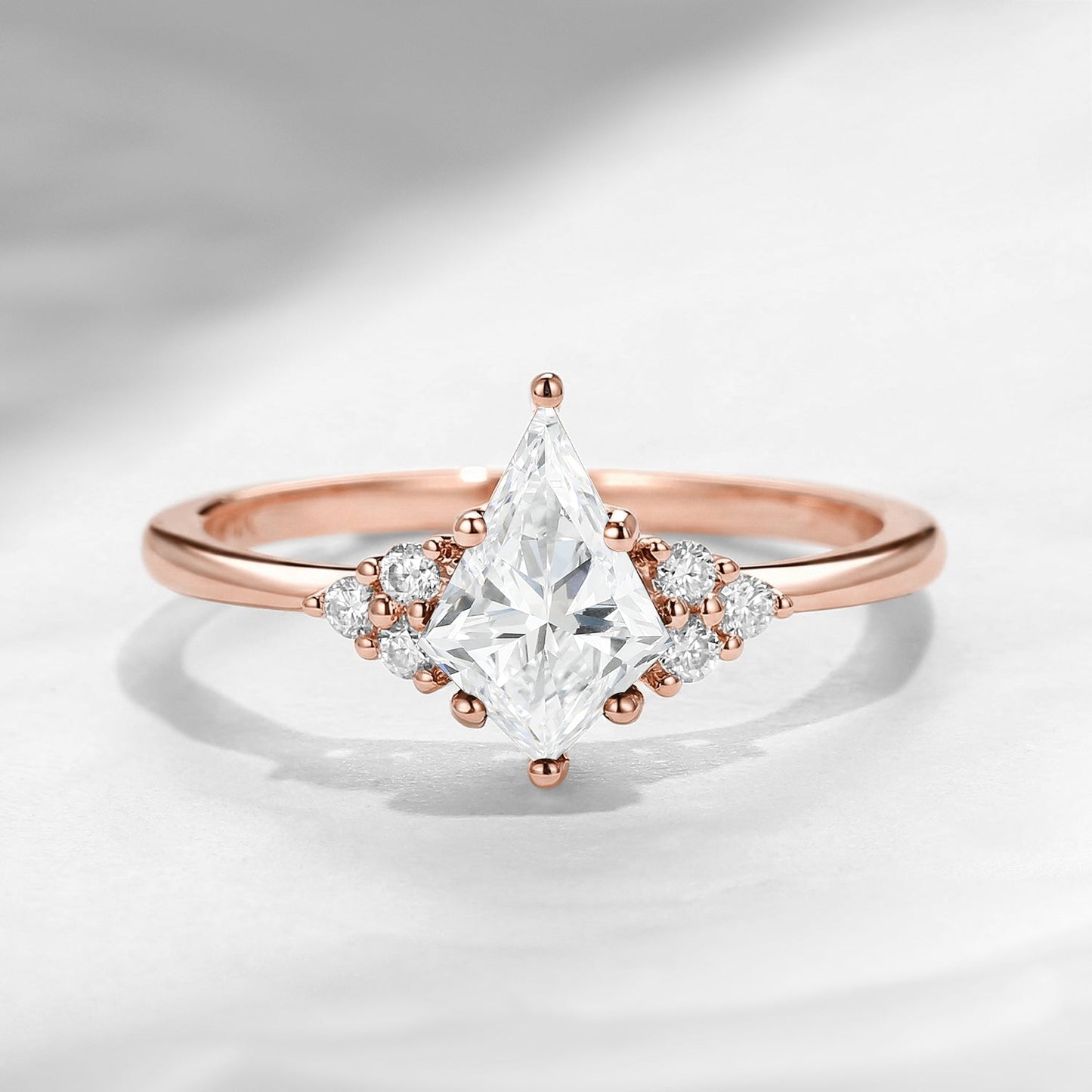 Classic Style Kite Cut Lab Diamond Cluster Engagement Ring