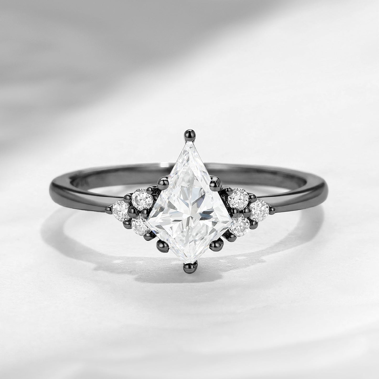 Classic Style Kite Cut Lab Diamond Cluster Engagement Ring